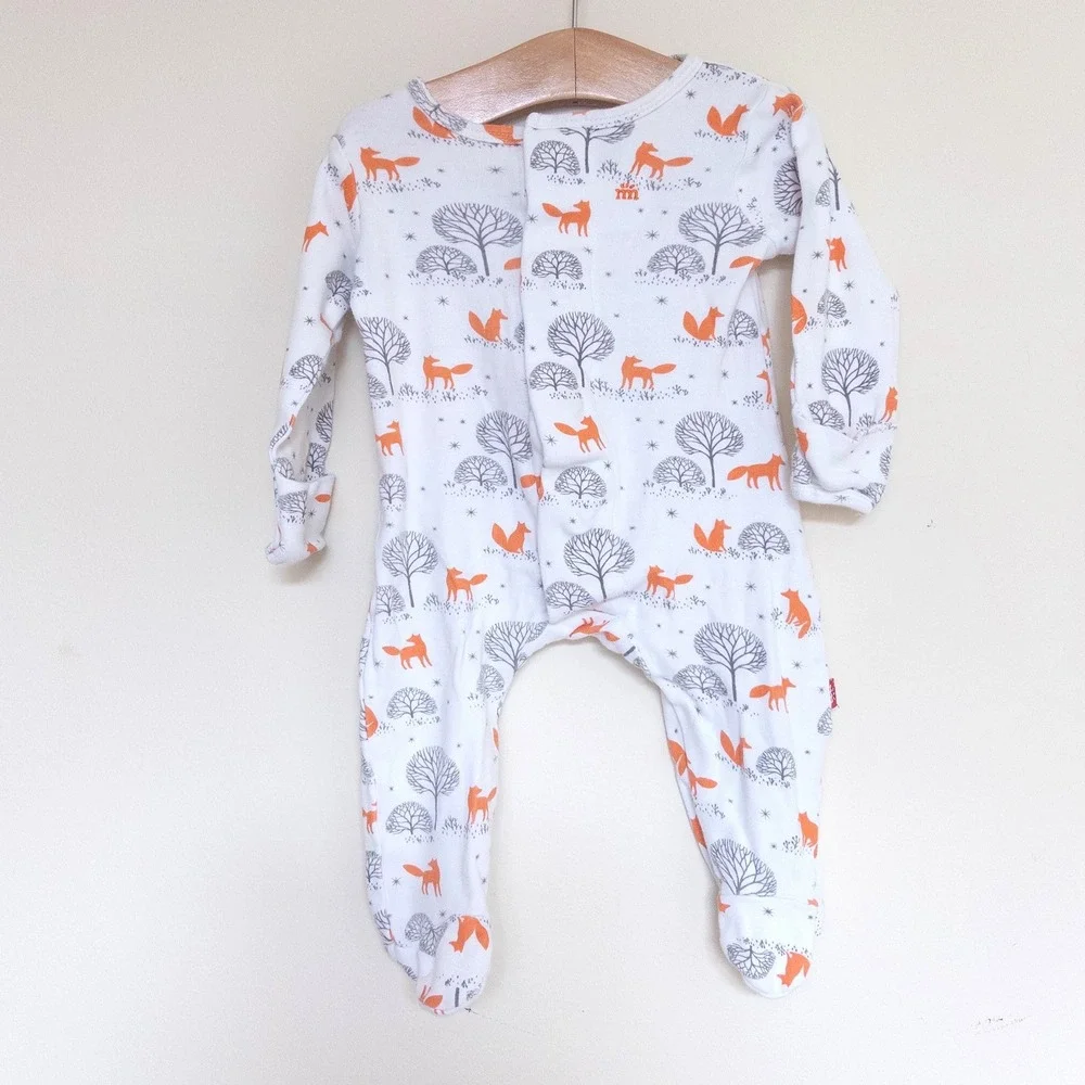 Magnetic Me Footie White Fox Woodland Organic Cotton Baby 0-3 Months
